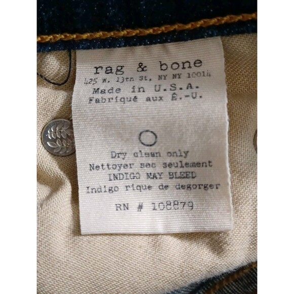 Rag Bone Blue Splatter Straight Leg Mid-rise Stretch Jeans Womens Size 27×29 - Picture 10 of 10
